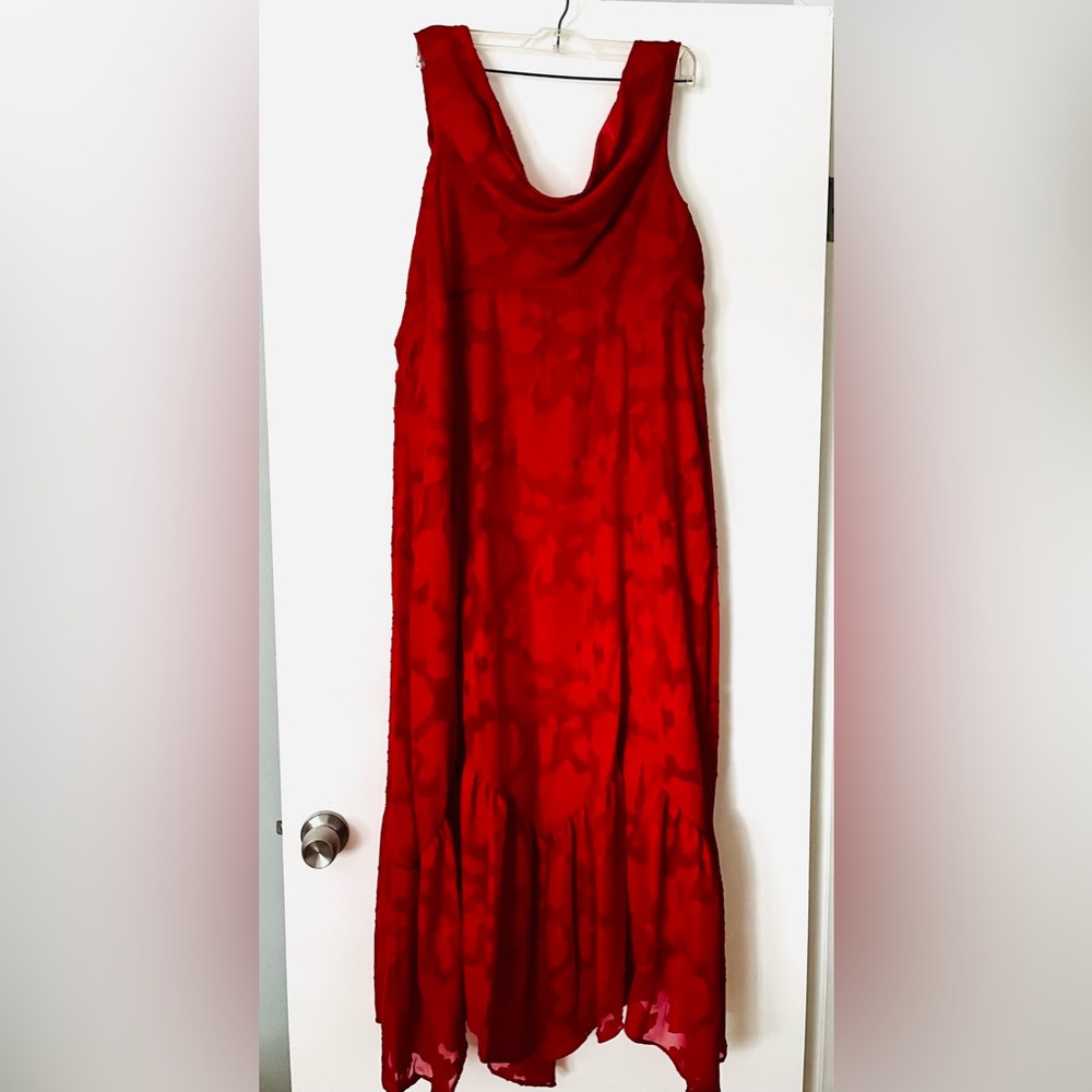 Taylor Red Lace Sleeveless Midi Dress
